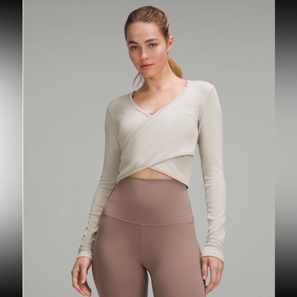 Lululemon Wrap-Front Ribbed Long Sleeve Top - Picture 1 of 5